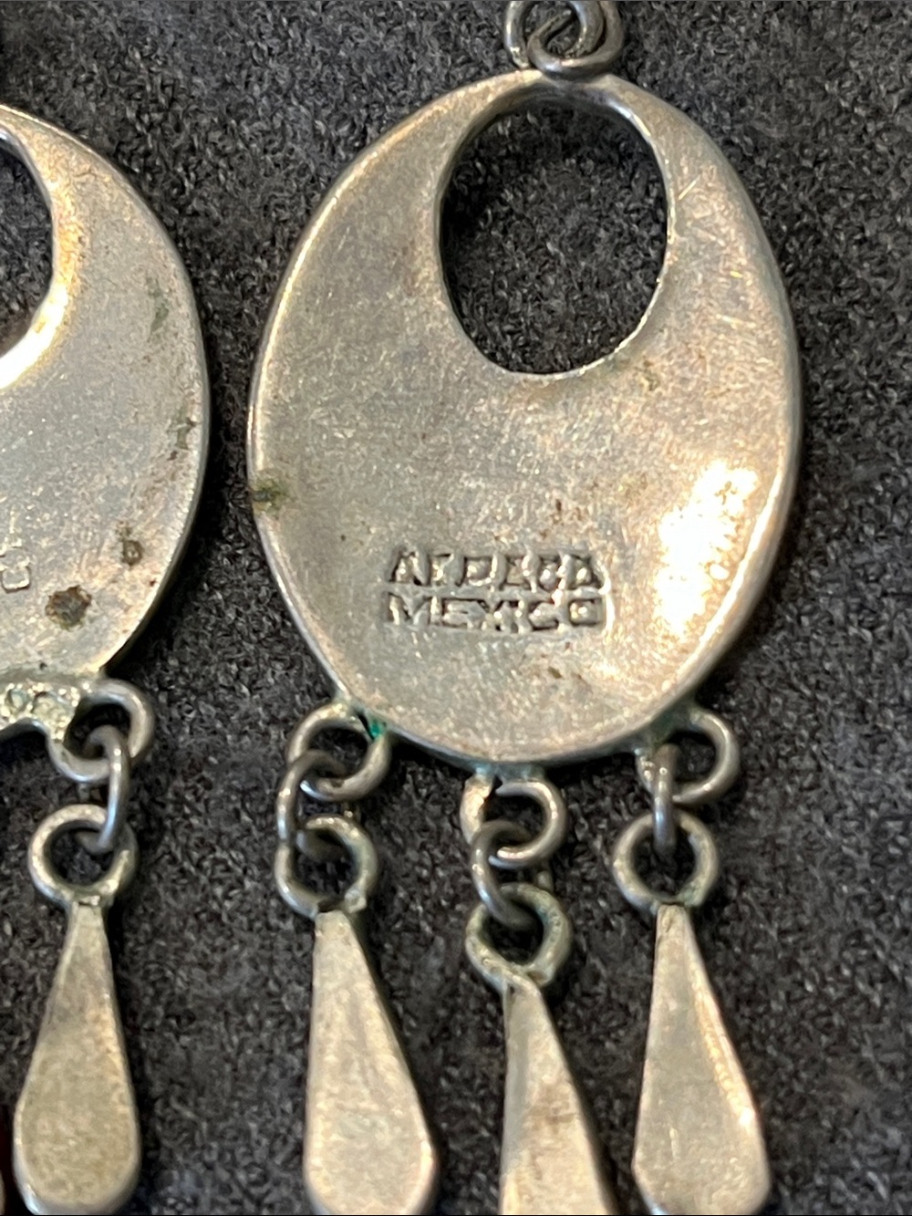 Alpaca Silver Abalone &Red Enabled Earrings - Picture 4 of 5